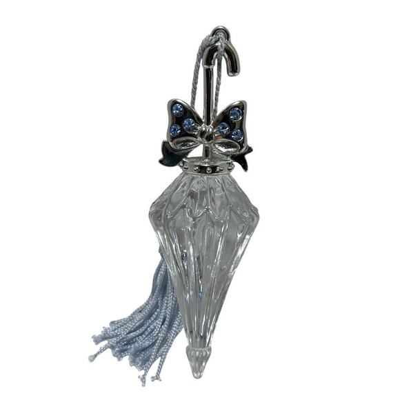 VTG Lenox Pave Jewels Parasol Lead Crystal Christmas Ornament Silver Blue Bling - Picture 1 of 6